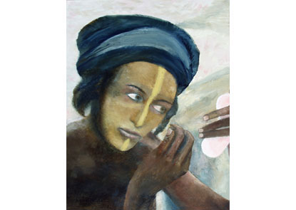 dunkelh&auml;utige Frau schminkt sich